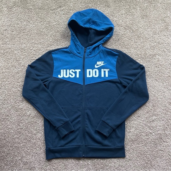Nike Other - Vintage Nike Men’s Just Do It Blue Zip Up Hoodie Size Small Great Condition 90s